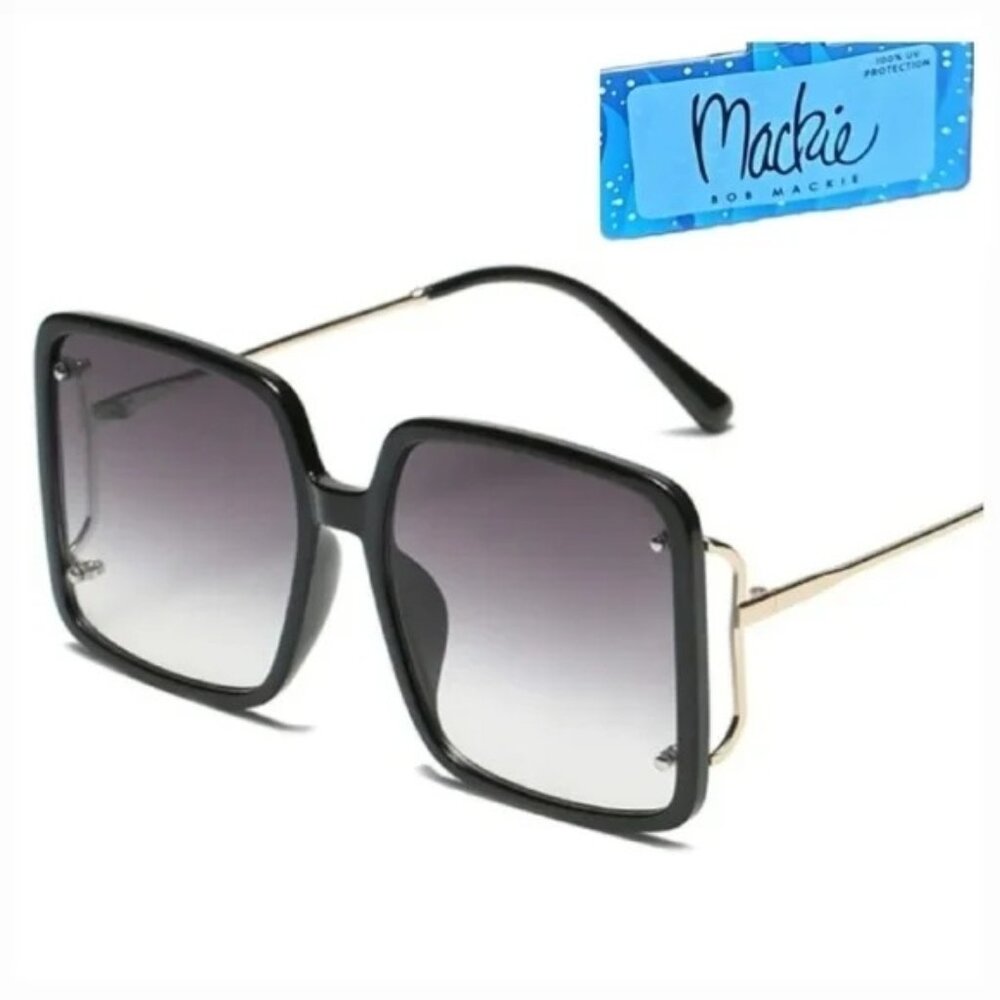 Bob Mackie Oversized Square Gradient Lens Black and Gold NWT